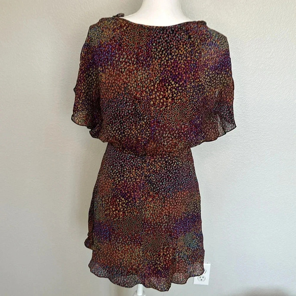 Corey Lynn Calter floral silk dress with elastic waist and flutter sleeves sz S - Picture 4 of 8